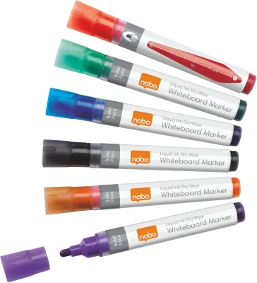 Nobo Liquid Ink Drymarker Assorted (Pack of 6)