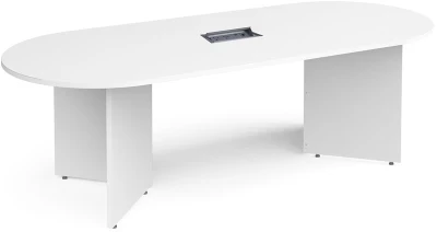 Dams Radial End Boardroom Table & Power Module - 2400 x 1000mm - White