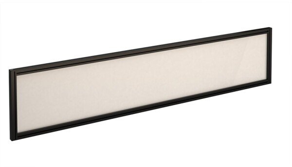 Dams Straight Glazed Desktop Screen 1800 x 380mm - Polar White With Black Aluminium Frame - Black