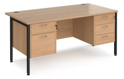 Dams Maestro 25 Rectangular Desk with Straight Legs, 2 and 3 Drawer Fixed Pedestals