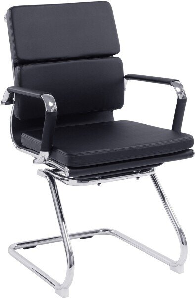 Nautilus Avanti Bonded Leather Cantilever Chair - Black