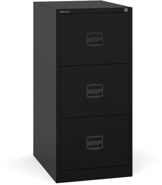 Bisley Contract 3 Drawer Steel Filing Cabinet 1016mm - Black