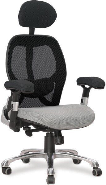 Nautilus Ergo Luxury Mesh 24 Hour Executive Chair - Black with Grey Seat