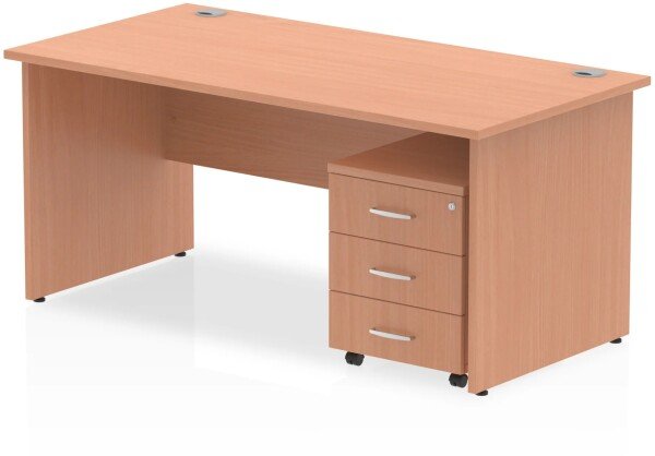 Dynamic Impulse Rectangular Desk with Panel End Leg and 3 Drawer Mobile Pedestal - 1800mm x 800mm - Beech