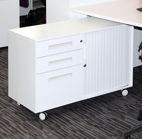 Formetiq Spectrum Caddy Unit 2 Personal Drawers 1 File Drawer Shelf Tambour Cupboard (Left Hand) - White