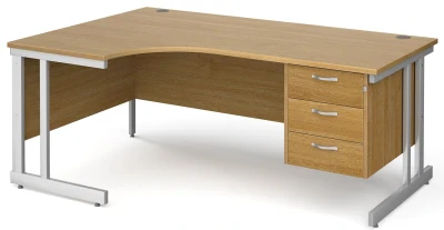 Gentoo Corner Desk with 3 Drawer Pedestal and Double Upright Leg 1800 x 1200mm