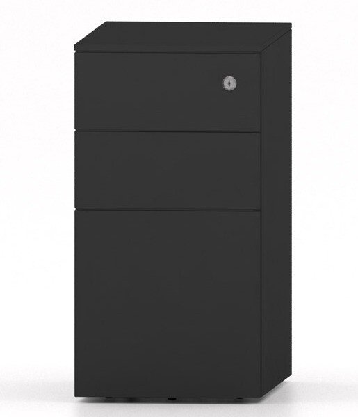 Formetiq Cube Narrow Steel Pedestal 2 Personal Drawers 1 File Drawer - Black