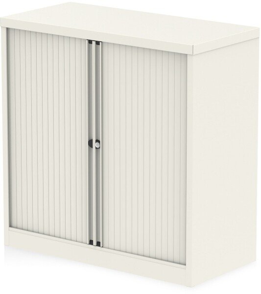 Dynamic Qube 1000mm Side Tambour Cupboard - No Shelves - Chalk White