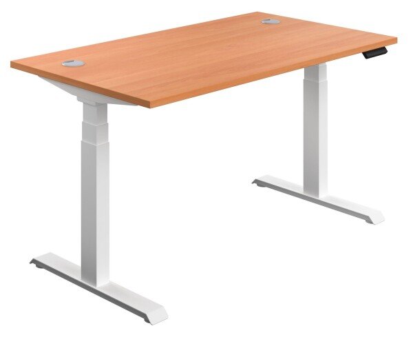 TC Economy Height Adjustable Desk with I-Frame Legs - 1800mm x 800mm - Beech