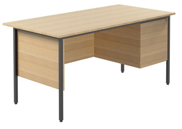 TC Eco 18 Rectangular Desk with Straight Legs and 3 Drawer Fixed Pedestal - 1500mm x 750mm - Sorano Oak