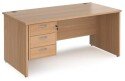 Dams Maestro 25 Rectangular Desk with Panel End Legs and 3 Drawer Fixed Pedestal - 1600 x 800mm