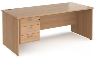 Dams Maestro 25 Rectangular Desk with Panel End Legs and 3 Drawer Fixed Pedestal - 1800 x 800mm