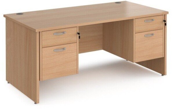 Dams Maestro 25 Rectangular Desk with Panel End Legs, 2 and 2 Drawer Fixed Pedestal - 1600 x 800mm - Beech