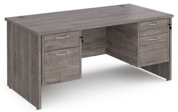 Dams Maestro 25 Rectangular Desk with Panel End Legs, 2 and 2 Drawer Fixed Pedestal - 1600 x 800mm - Grey Oak