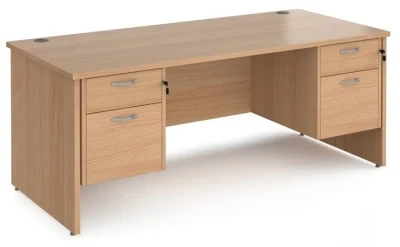 Dams Maestro 25 Rectangular Desk with Panel End Legs, 2 and 2 Drawer Fixed Pedestal - 1800 x 800mm