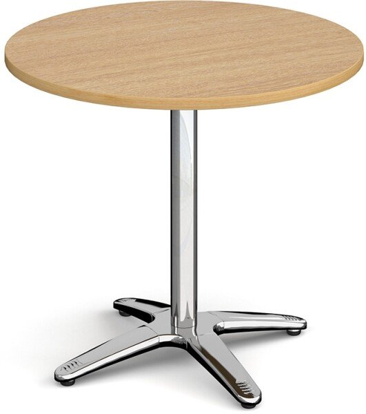 Dams Roma Circular Dining Table with Chrome 4 Leg Base 800mm - Oak