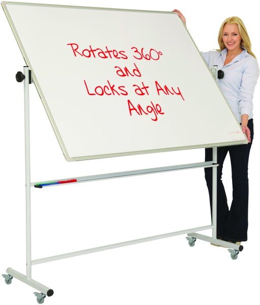 Spaceright Magnetic Mobile Swivel Writing White Boards - 1500 x 1200mm