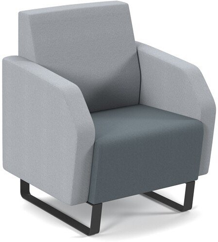 Dams Encore² Low Back 1 Seater Sofa 600mm Wide with Black Sled Frame - Elapse Grey & Late Grey