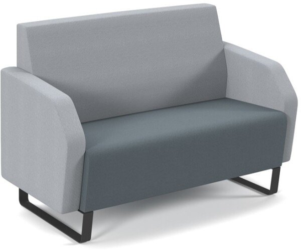 Dams Encore² Low Back 2 Seater Sofa 1200mm Wide with Black Sled Frame - Elapse Grey & Late Grey