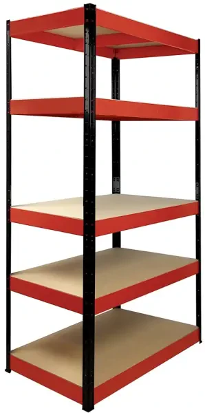 RB Boss FastLok 5 Tier Red/Black Powder Coated Freestanding Shelving - 1800 x 900 x 300mm