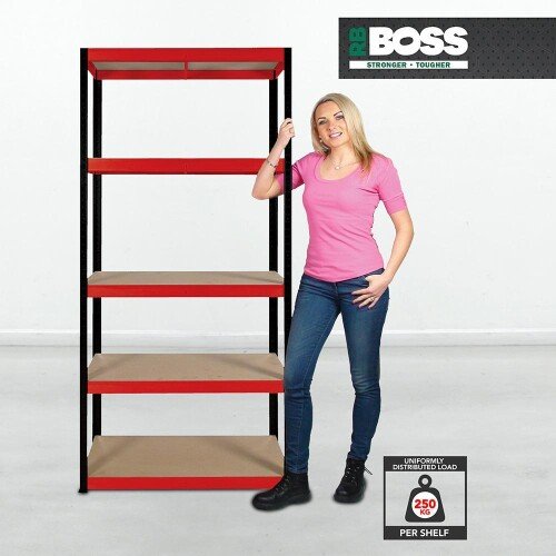RB Boss 5-Tier Red/Black Powder Coated Freestanding Shelving 1800 x 900 x 400mm