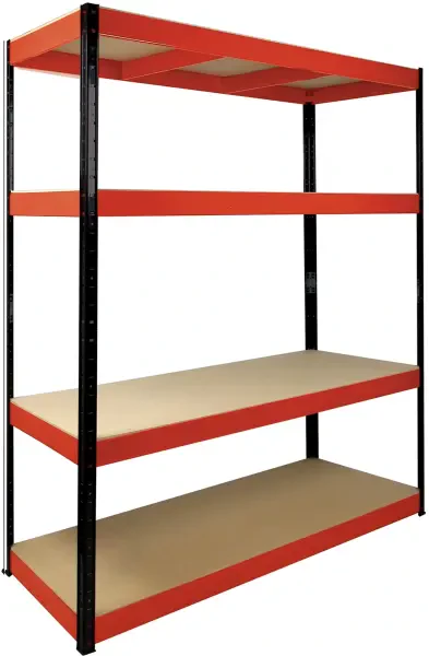 RB Boss FastLok 4 Tier Red/Black Powder Coated Freestanding Shelving - 1800 x 1600 x 600mm