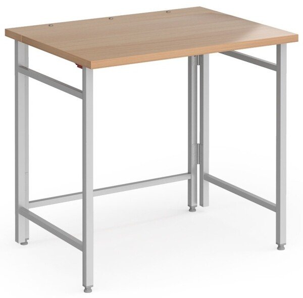 Dams Fuji Home Office Workstation 800 x 600mm with Folding Legs – Beech with Silver Frame