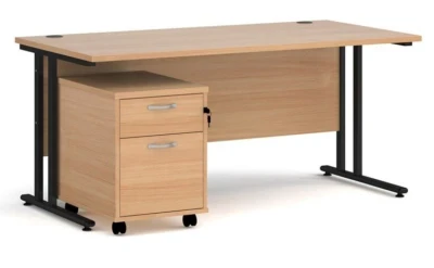 Dams Maestro 25 Rectangular Desk with Twin Cantilever Legs and 2 Drawer Mobile Pedestal