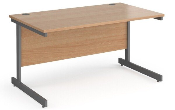 Dams Contract 25 Rectangular Desk with Single Cantilever Legs - 1400 x 800mm - Beech