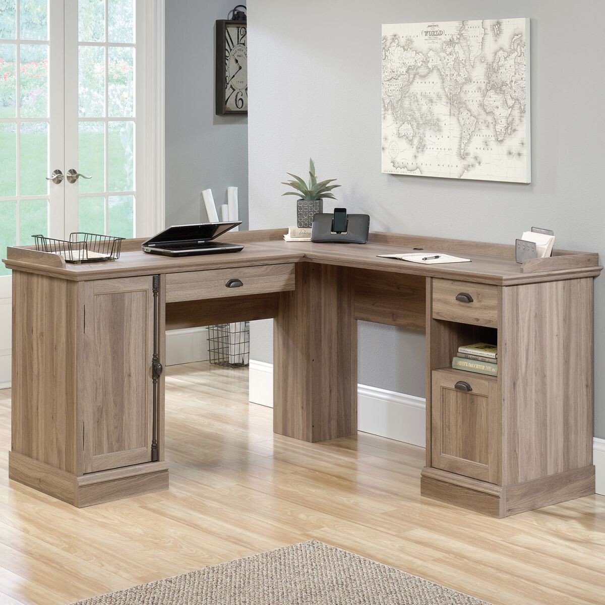 oak l-shaped desk