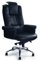 Nautilus Hercules Luxurious High Back Genuine Leather Gull-wing Executive Armchair with Adjustable Headrest & Chrome Base