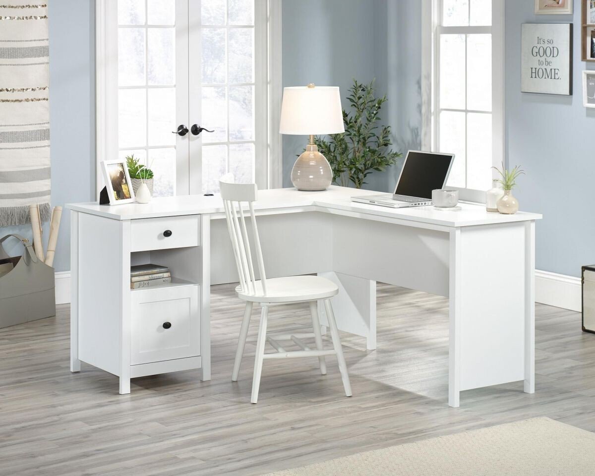 white l-shaped desks