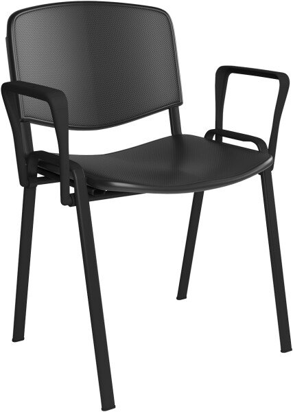 Dams Taurus Plastic Stacking Chair with Arms - Black