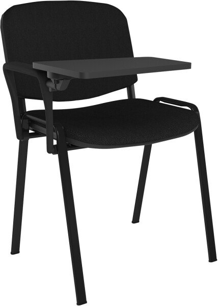 Dams Taurus Black Frame Stacking Chair with Writing Tablet - Pack of 4 - Black