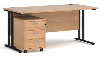 Dams Maestro 25 Rectangular Desk with Twin Cantilever Legs and 3 Drawer Mobile Pedestal