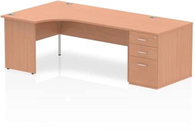 Dynamic Impulse Corner Desk with Panel End Leg and 800mm Fixed Pedestal - 1800 x 1200mm