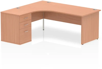 Dynamic Impulse Corner Desk with Panel End Leg and 600mm Fixed Pedestal - 1800 x 1200mm