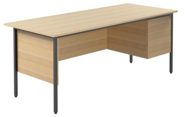 TC Eco 18 Rectangular Desk with Straight Legs and 3 Drawer Fixed Pedestal - 1800mm x 750mm - Sorano Oak