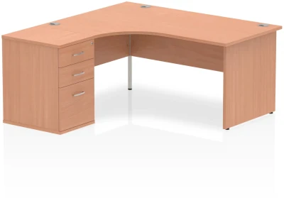 Dynamic Impulse Corner Desk with Panel End Leg and 600mm Fixed Pedestal - 1600 x 1200mm