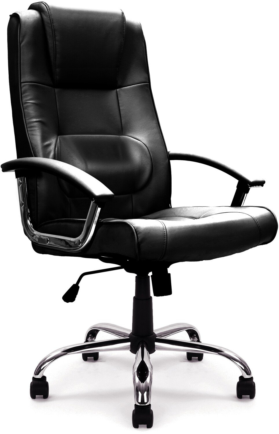 Evre High Back Curved Office Desk Chair in Black Faux Leather & Chrome Finish 