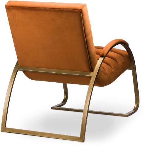 Burnt Orange And Brass Ribbed Velvet Ark Chair