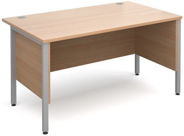 Dams Maestro Straight Desk with Side Modesty Panels Silver Frame 1400 x 800mm - Beech