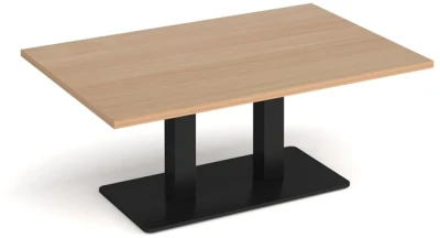 Dams Eros Rectangular Coffee Table with Flat Black Rectangular Base & Twin Uprights 1200 x 800mm