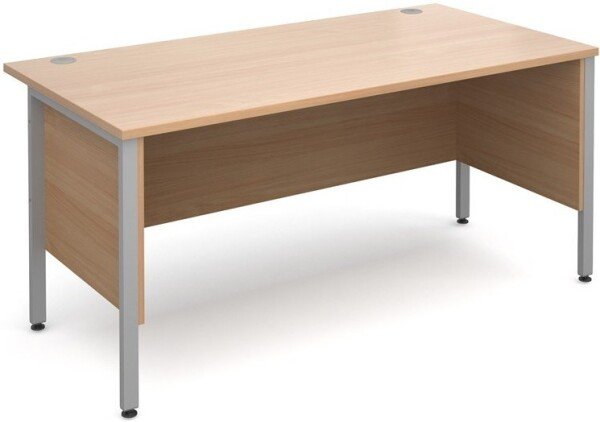 Dams Maestro Straight Desk with Side Modesty Panels Silver Frame 1600 x 800mm - Beech