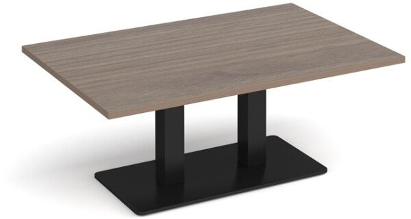 Dams Eros Rectangular Coffee Table with Flat Black Rectangular Base & Twin Uprights 1200 x 800mm - Barcelona Walnut