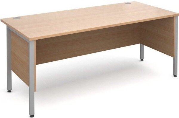 Dams Maestro Straight Desk with Side Modesty Panels Silver Frame 1800 x 800mm - Beech