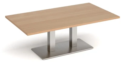 Dams Eros Rectangular Coffee Table With Flat Brushed Steel Rectangular Base And Twin Uprights 1400 x 800mm