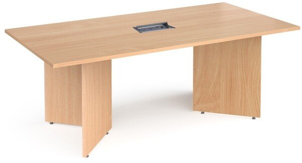 Dams Arrow Head Leg Rectangular Boardroom Table 2000 x 1000mm In Beech with Central Cutout & Aero Power Module
