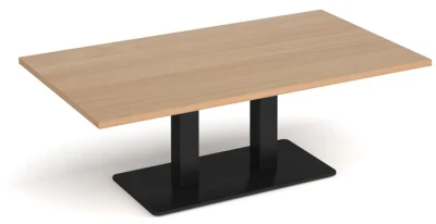 Dams Eros Rectangular Coffee Table with Flat Black Rectangular Base & Twin Uprights 1400 x 800mm