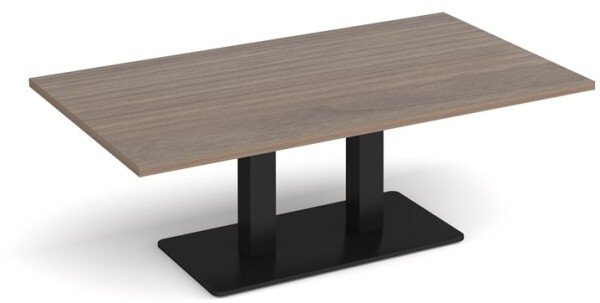 Dams Eros Rectangular Coffee Table with Flat Black Rectangular Base & Twin Uprights 1400 x 800mm - Barcelona Walnut